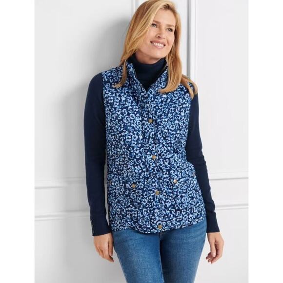 Talbot's Petite Quilted Vest Size MP Blue Animal Fleece Lined Classic Timeless - Picture 3 of 12